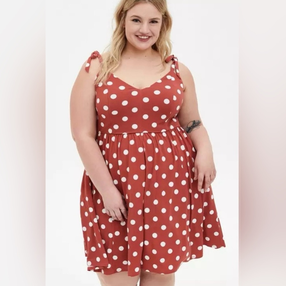 Torrid Mauve and White Polka Dot Mini Studio Knit Dress 2